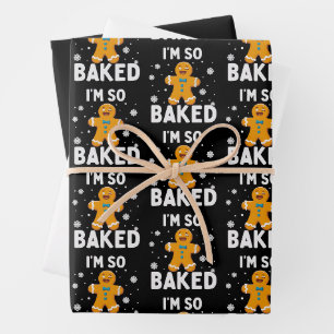 I'm So Baked Gingerbread Man Christmas Cookie Bake Wrapping Paper Sheet
