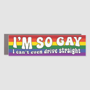 I'm So Gay I Can't Even Drive Straight LGBT Bumper Car Magnet