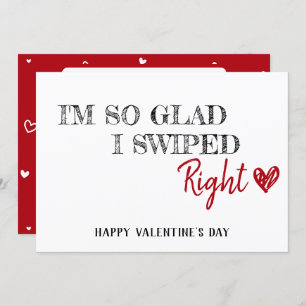 Im so glad I swiped right fun romantic Dating Card