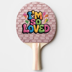 I'm So Loved Graffiti Tag in Light Pink Brick Ping Pong Paddle