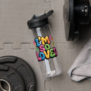 I'm So Loved Graffiti Tag in Light Pink Brick Water Bottle