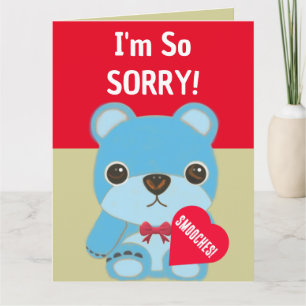 I'm So Sorry Cute Teddy Bear Heart Apology  Card