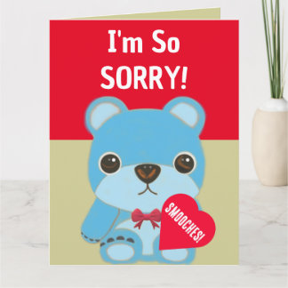 I'm So Sorry Cute Teddy Bear Heart Apology  Card