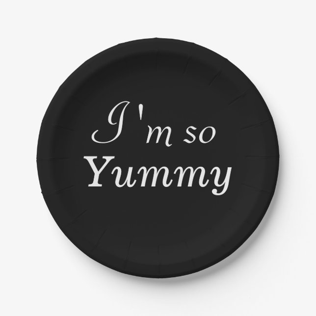 I'm so Yummy Paper Plate - black (Front)