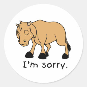 I'm Sorry Brown Crying Sad Weeping Calf Card Stamp Classic Round Sticker