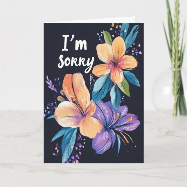 I'm Sorry Colourful Flowers Exotic Holiday Card (Front)