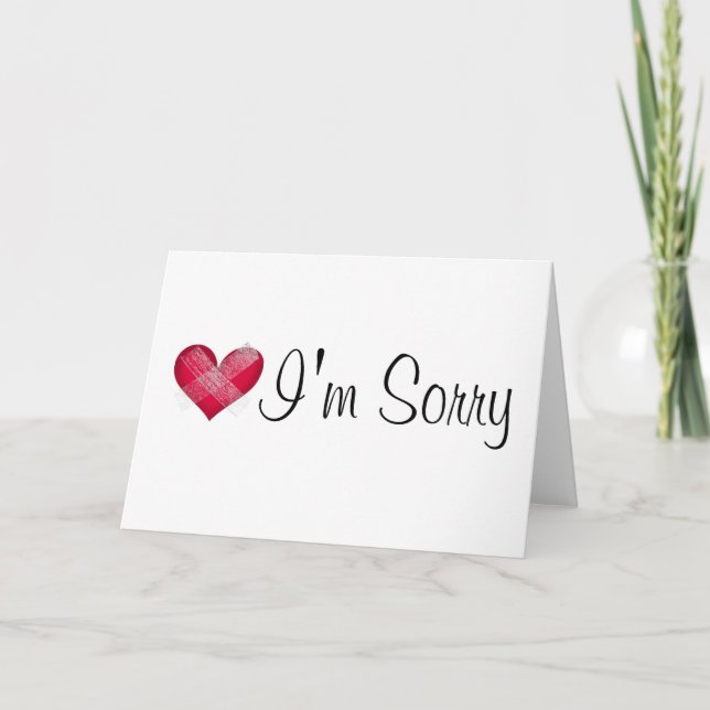 I'm Sorry Customizable Bandage Heart Card (Front)