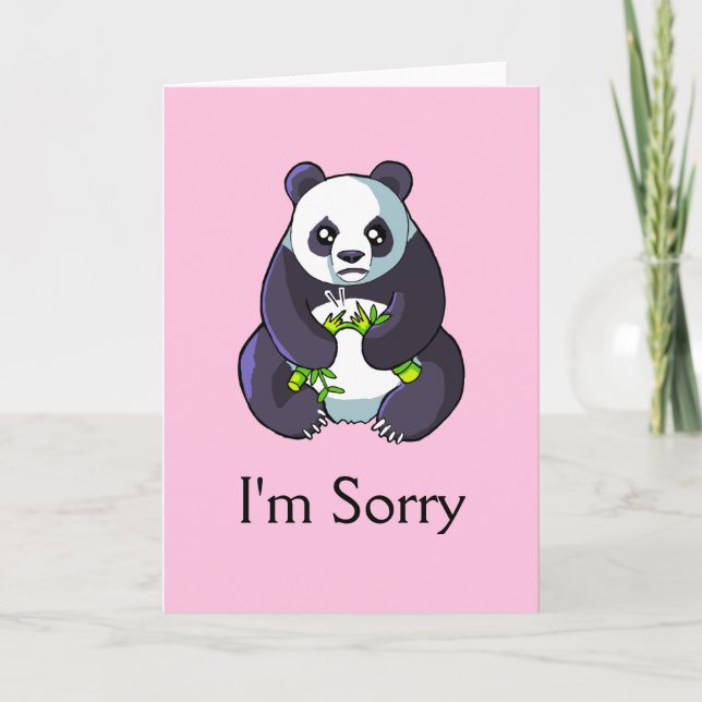 I'm Sorry Cute Sad Panda Drawing Card Template (Front)