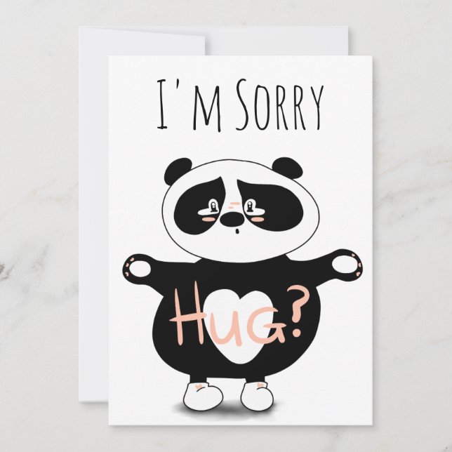 I'm Sorry Forgiveness Cute Panda Bear Hugs Card (Front)