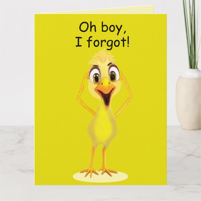 I'm Sorry Little Chicken Belated Birthday Yellow Card (Front)