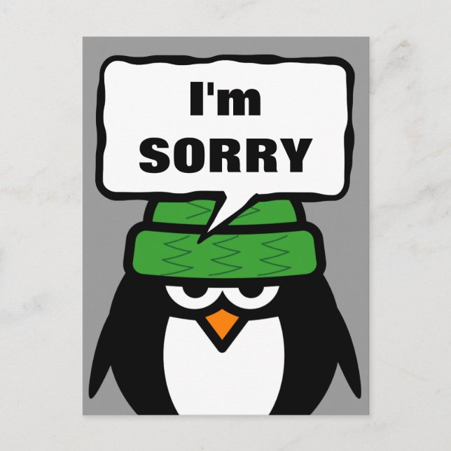 I'm sorry message postcard | funny penguin cartoon (Front)