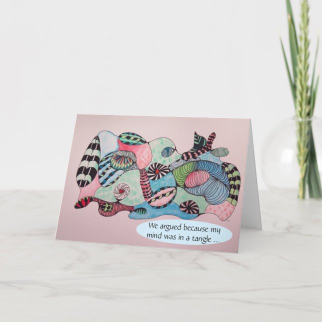 I'm Sorry, Mind in a Tangle in Pink Blue Apology Card (Front)