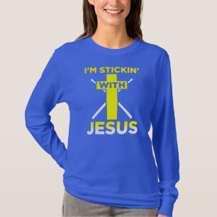 Im Stickin With Jesus Funny Drummer Drum Set T-Shirt