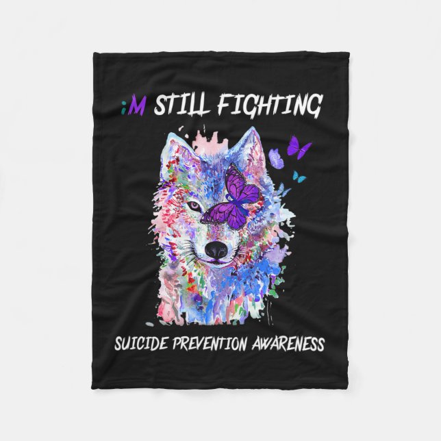 I'm Still Fighting Semicolon Wings Suicide Prevent Fleece Blanket (Front)