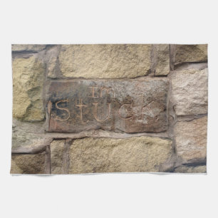"I'm Stuck" another brick in the wall Kitchen Towel