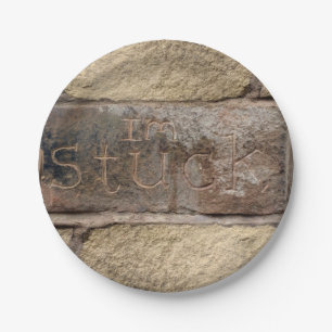 "I'm Stuck" another brick in the wall Paper Plate