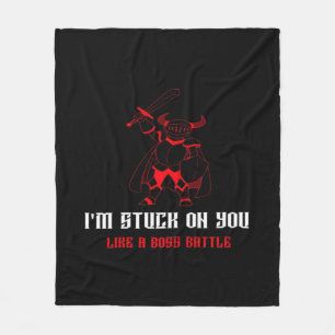 Im Stuck On You Boss Battle Gamer Valentines Playf Fleece Blanket