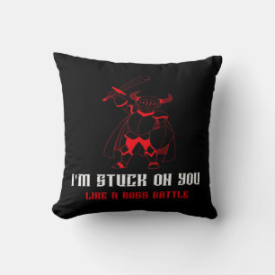 Im Stuck On You Boss Battle Gamer Valentines Playf Throw Pillow