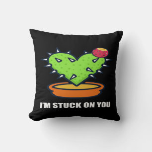 Im Stuck On You Cactus Cute Plant Design  Throw Pillow