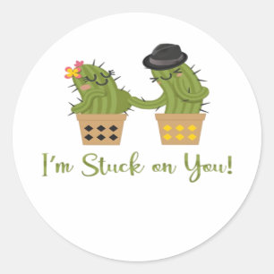 Im Stuck On You Funny Valentine Playful Design  Classic Round Sticker
