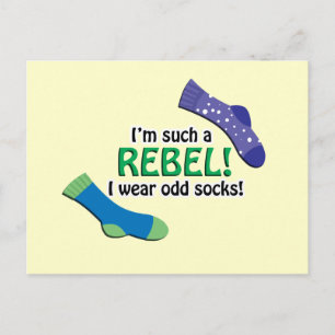 I'm such a rebel, I wear odd socks! Postcard