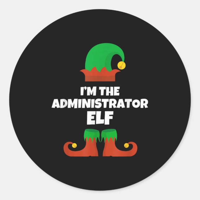 I'm The Administrator Elf Family Pajama Christmas  Classic Round Sticker (Front)