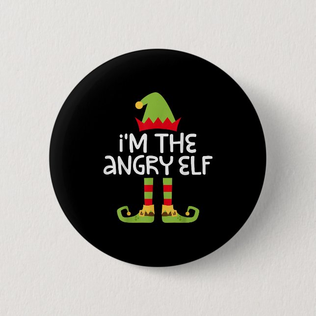 I'm The Angry Elf Matching Christmas Elf Shirt  2 Inch Round Button (Front)