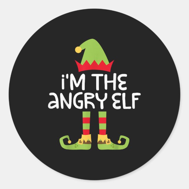 I'm The Angry Elf Matching Christmas Elf Shirt  Classic Round Sticker (Front)