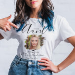 I'm The Aunt | Graduate Photo T-Shirt<br><div class="desc">I'm the Aunt of Graduate 'their name' Graduation tshirts. The tshirt features a scratched out photo effect witha modern graduation text template. The text style,  size and colour can be changed by clicking on the customize further link after personalizing.</div>