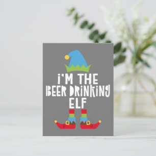 I'm The Beer Drinking Elf Matching Christmas Postcard