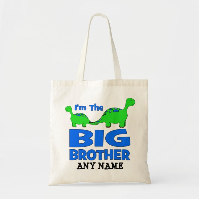 I'm the BIG Brother! Custom Dinosaur Design Tote Bag (Front)
