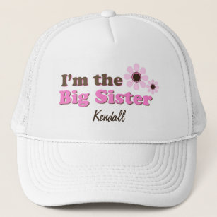 I'm The Big Sister Mod Flowers Personalized Trucker Hat