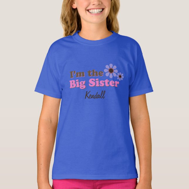 I'm The Big Sister Mod Flowers Personalized TShirt (Front)