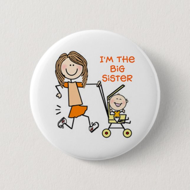 I'm the Big Sister Stick Figure 2 Inch Round Button (Front)