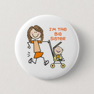 I'm the Big Sister Stick Figure 2 Inch Round Button