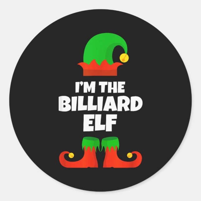 I'm The Billiard Elf Family Pajama Christmas Funny Classic Round Sticker (Front)