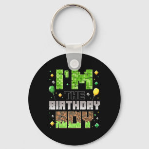 I'm The Birthday Boy Party Gamer Pixel Boy Kid Bir Keychain