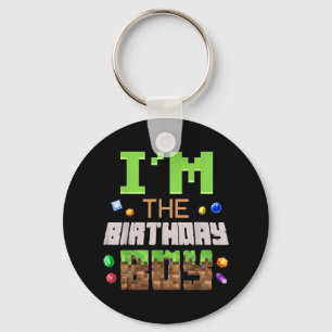 Im The Birthday Boy Party Video Gamer Pixel Number Keychain