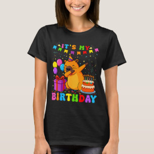 Im The Birthday Girl Cute Capybara Bday Family Mat T-Shirt