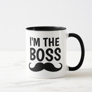 I'M THE BOSS, MUSTACHE COFFEE MUG