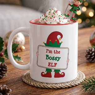 I'm The Bossy Elf Personalized Christmas Elf Coffee Mug