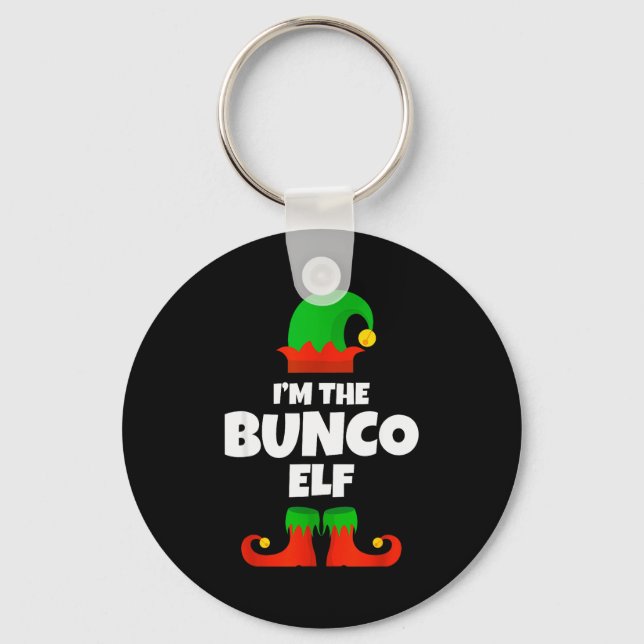 I'm The Bunco Elf Family Pajama Christmas Funny Bu Keychain (Front)