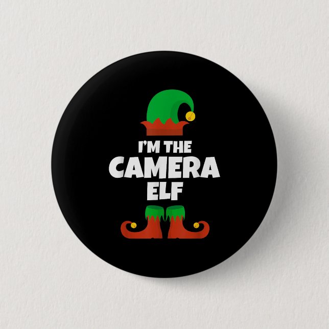 I'm The Camera Elf Family Pajama Christmas Man Pho 2 Inch Round Button (Front)