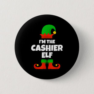 I'm The Cashier Elf Family Pajama Christmas Funny  2 Inch Round Button