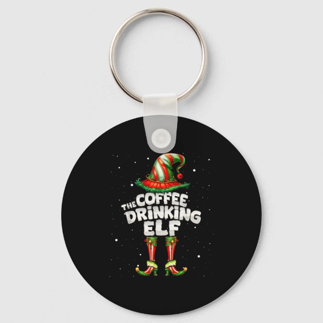 I'm The Coffee Drinking Elf Family Matching Group  Keychain (Front)