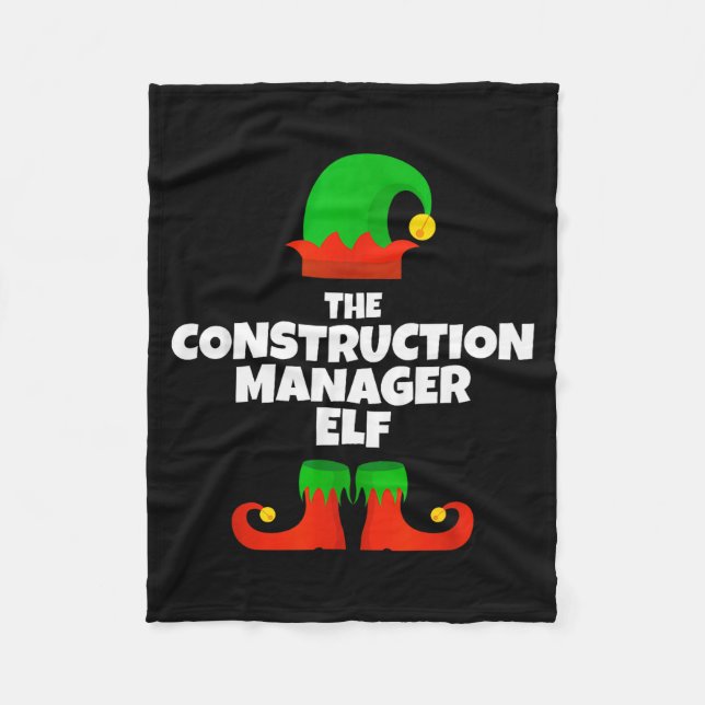 I'm The Construction Manager Elf Family Pajama Chr Fleece Blanket (Front)