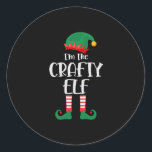 Im The Crafty Elf Matching Christmas Classic Round Sticker<br><div class="desc">Matching family elf design can be given as a Birthday or Christmas gift to your boyfriend,  girlfriend,  mom,  dad,  sister,  brother,  son,  daughter,  grandma,  grandpa,  uncle or aunt who loves funny elfs.</div>