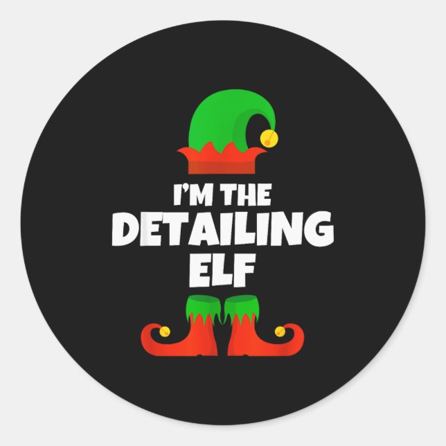 I'm The Detailing Elf Family Pajama Christmas Deta Classic Round Sticker (Front)