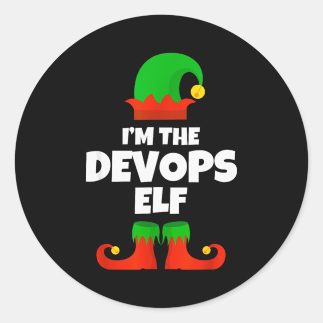 I'm The Devops Elf Family Pajama Christmas Enginee Classic Round Sticker (Front)