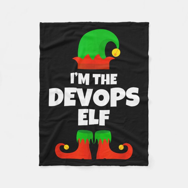 I'm The Devops Elf Family Pajama Christmas Enginee Fleece Blanket (Front)